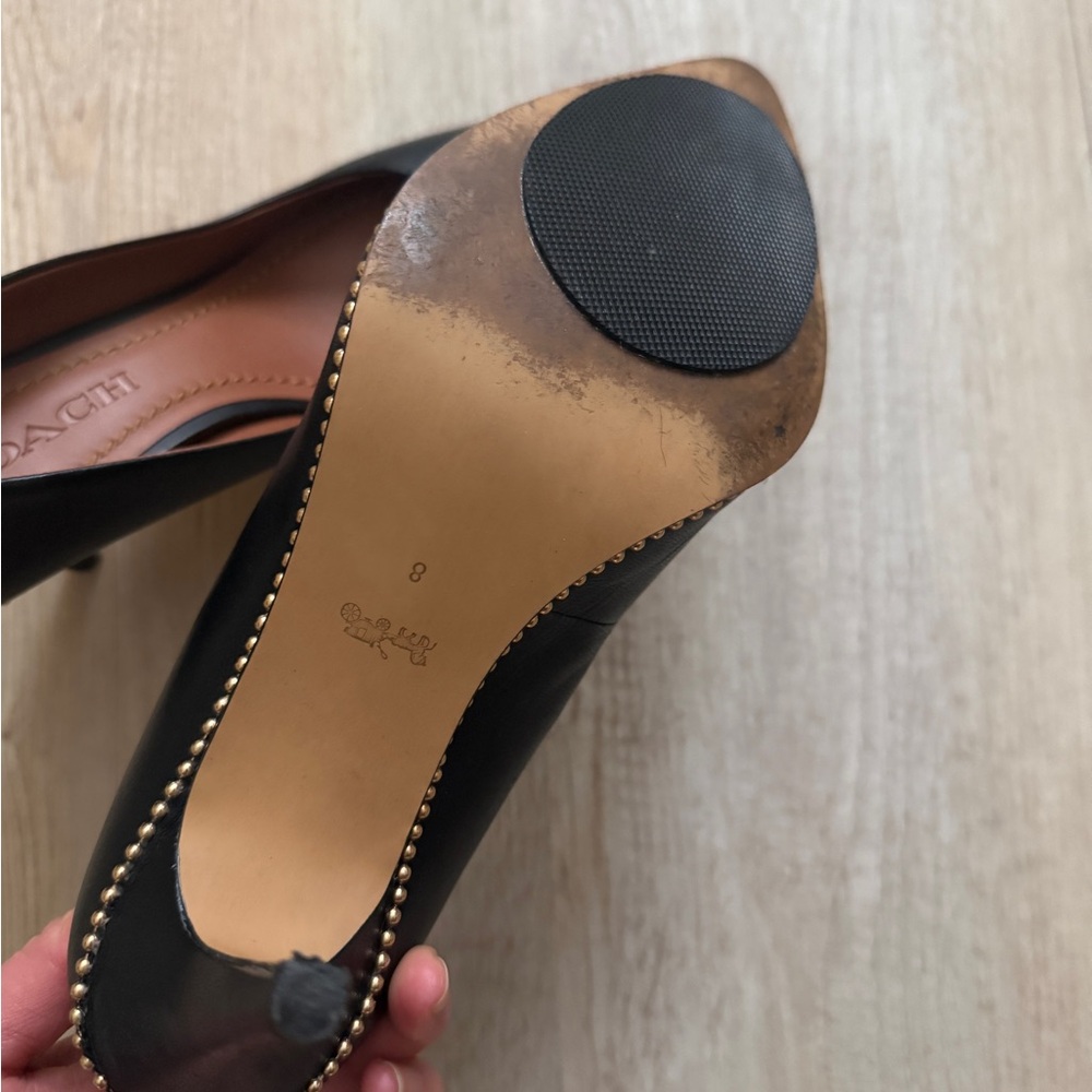 Coach Black Leather Heels with Gold Accents size8 - Picture 5 of 5